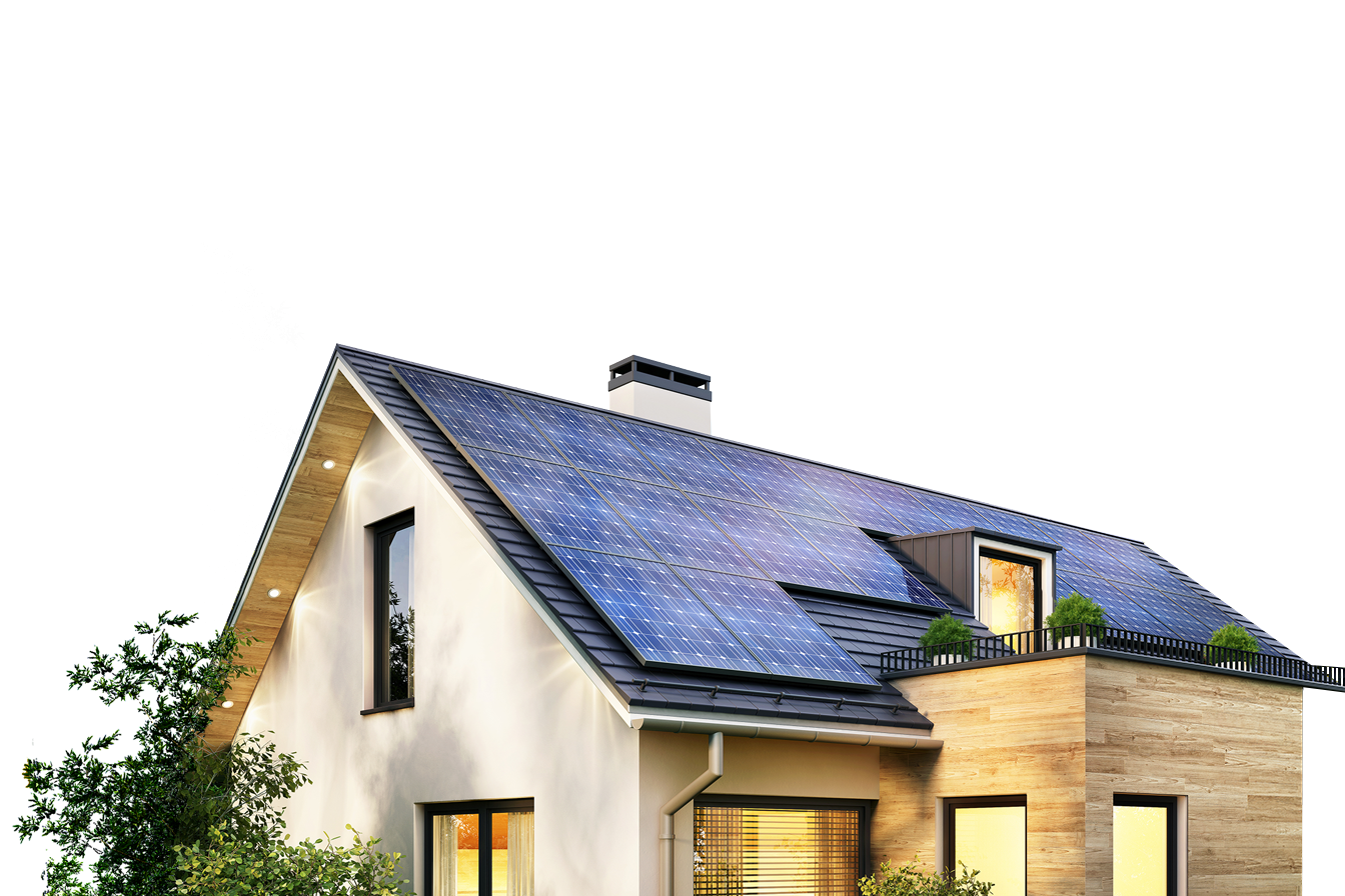 Haus mit Solaranlage auf dem Dach