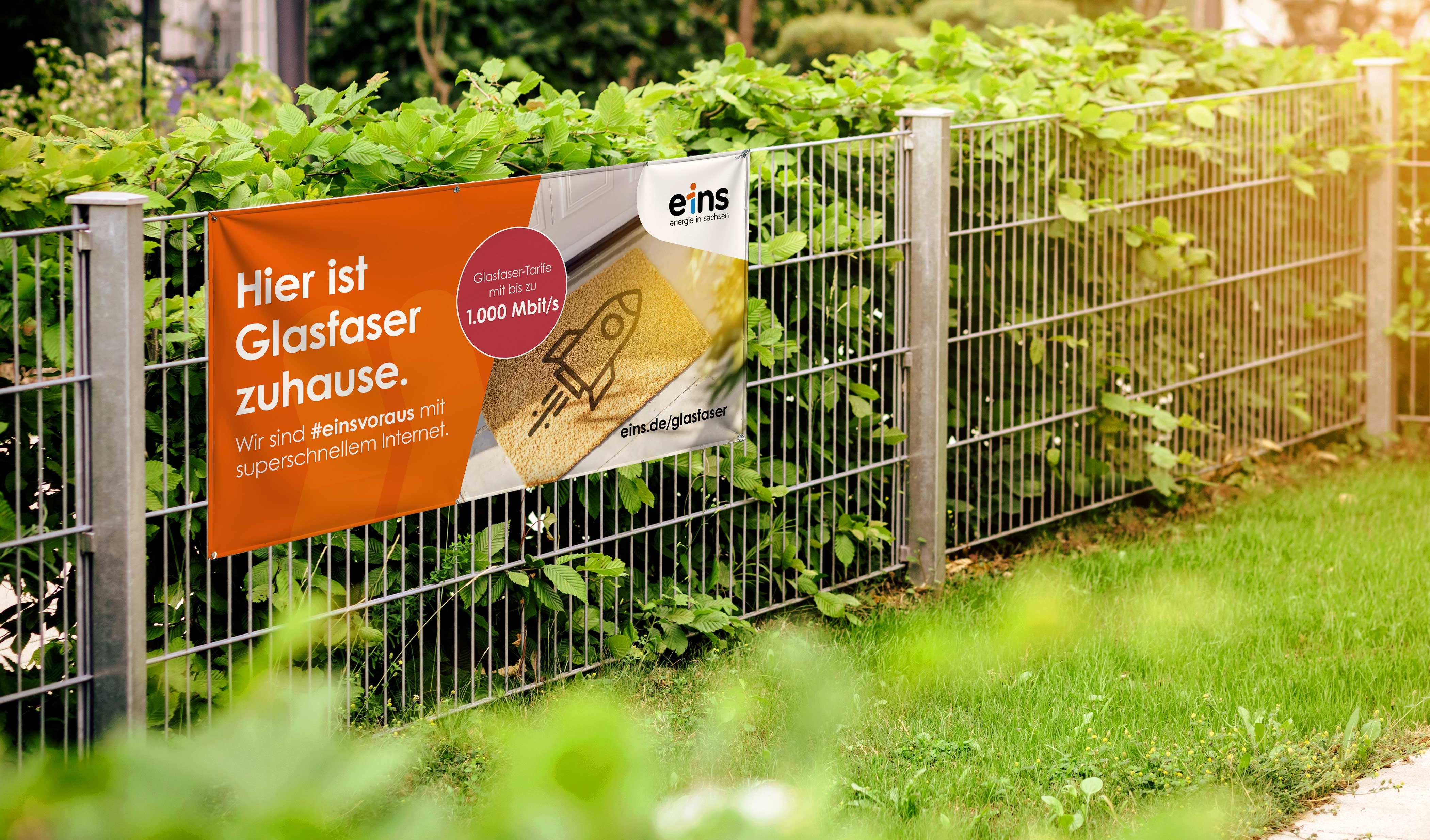 Banner Zaunwerbung Nachbarschaft Glasfaser Gestattung
