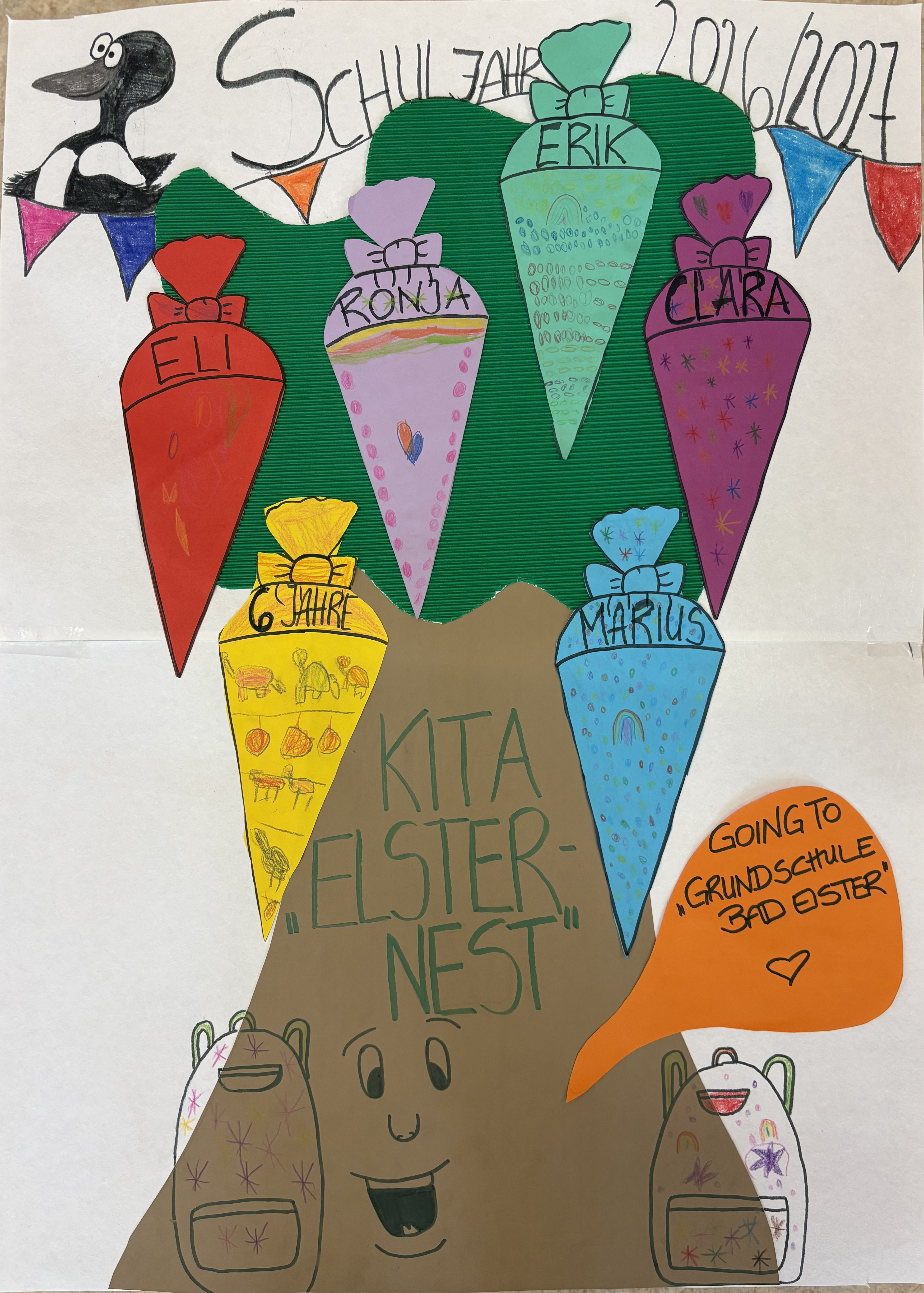 Das Willkommens-Schild zum Zuckertütenfest der Kita "Elsternest" in Bad Elster.
