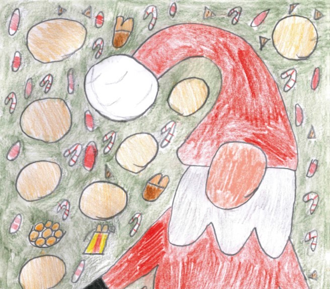 Kinderzeichnung eines Weihnachtsmanns