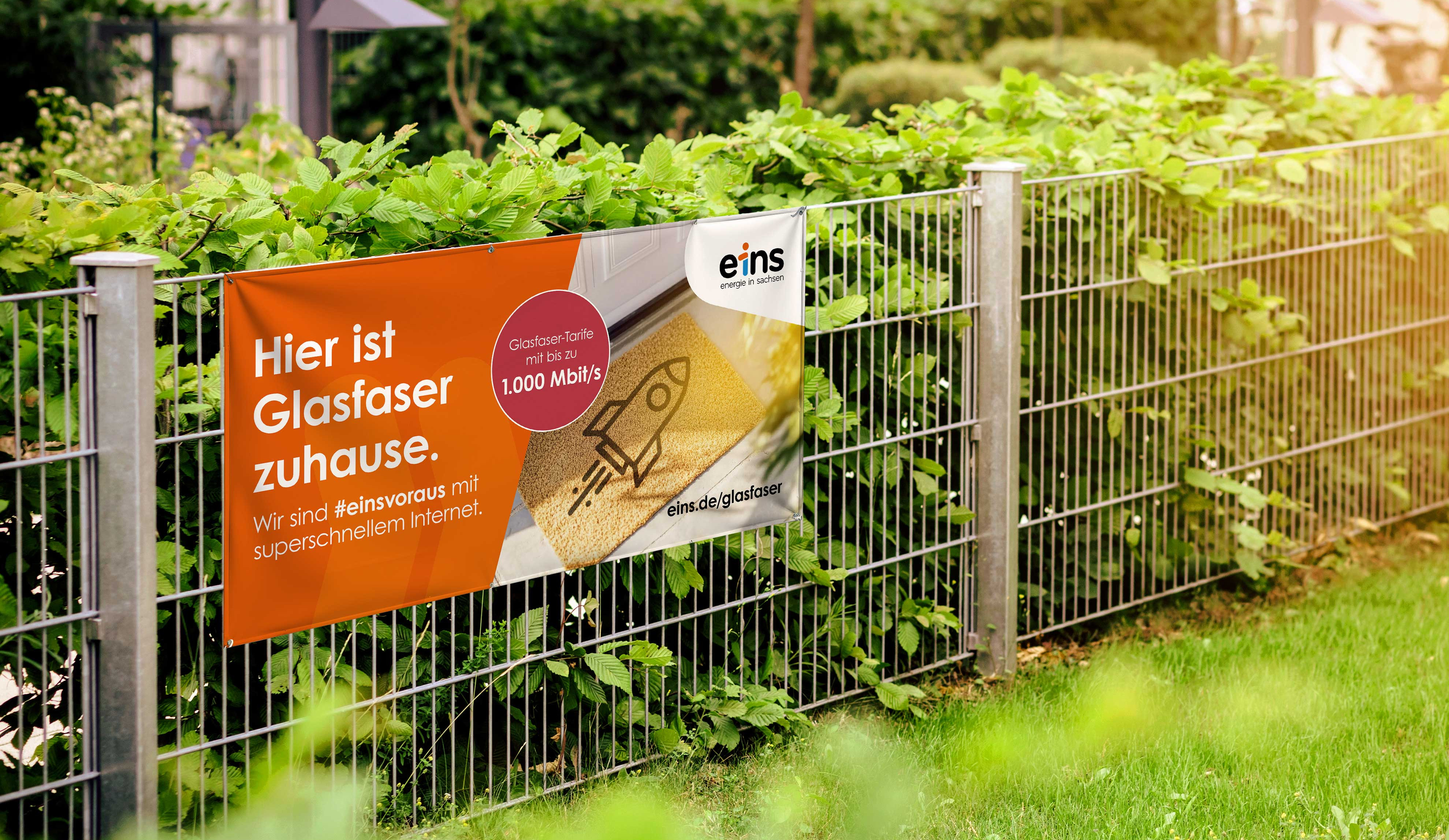 Banner Zaunwerbung Nachbarschaft Glasfaser Gestattung